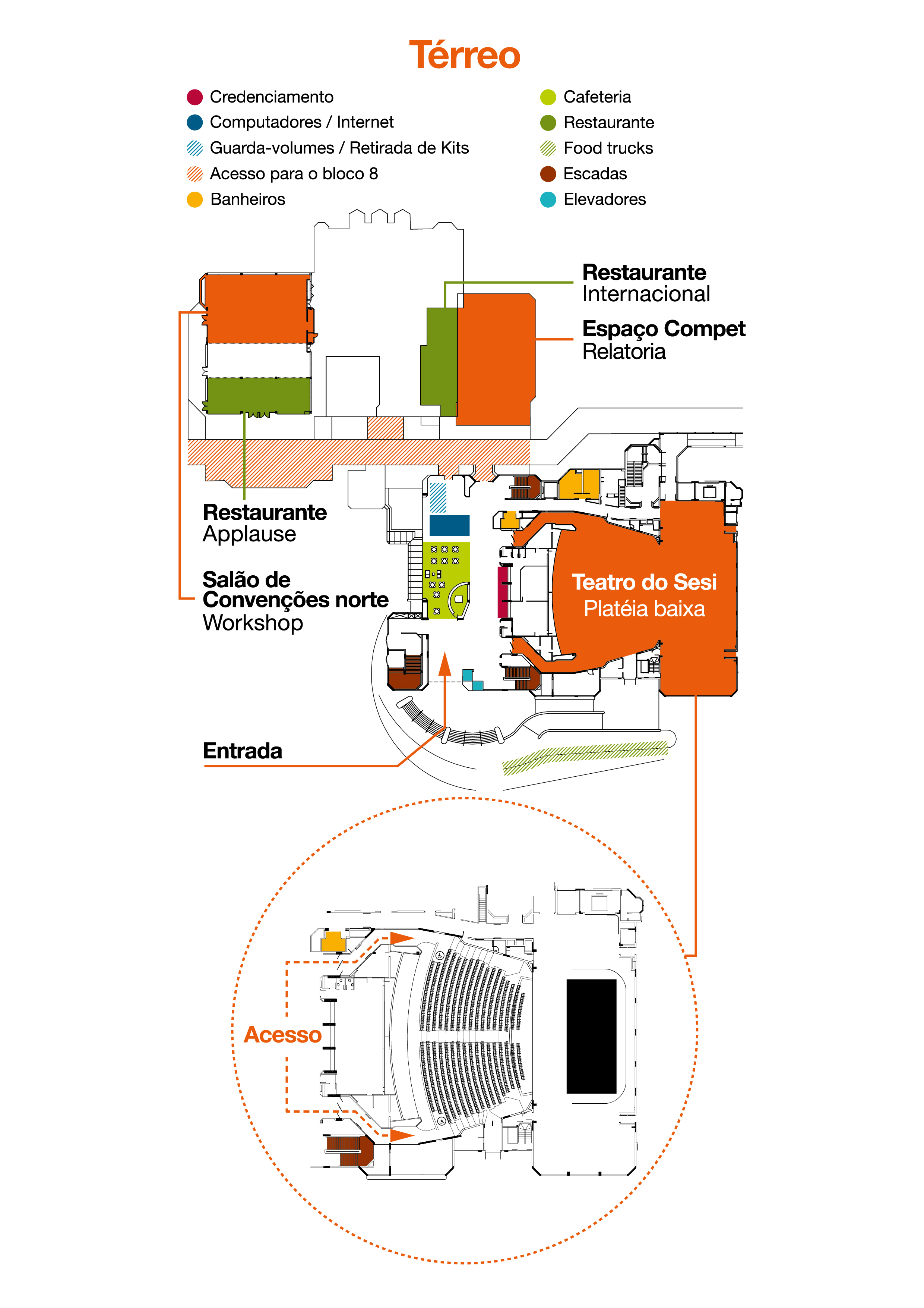 planta do primeiro pavimento do centro de eventos